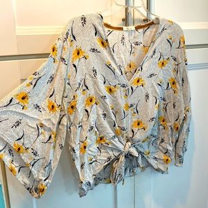 Maurices Floral Tie Waisted Crop Top